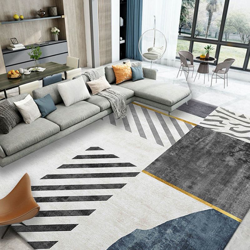 Modern geometrisch patroon Tapijt Grijs Polyester Gebied Rug vlekbestendig gebied Rug voor thuisdecoratie