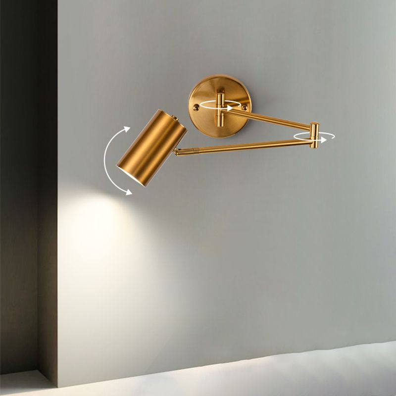 Lámpara de pared ajustable de aluminio electroplacado en la luz de pared cilíndrica de hierro de estilo de lujo moderno