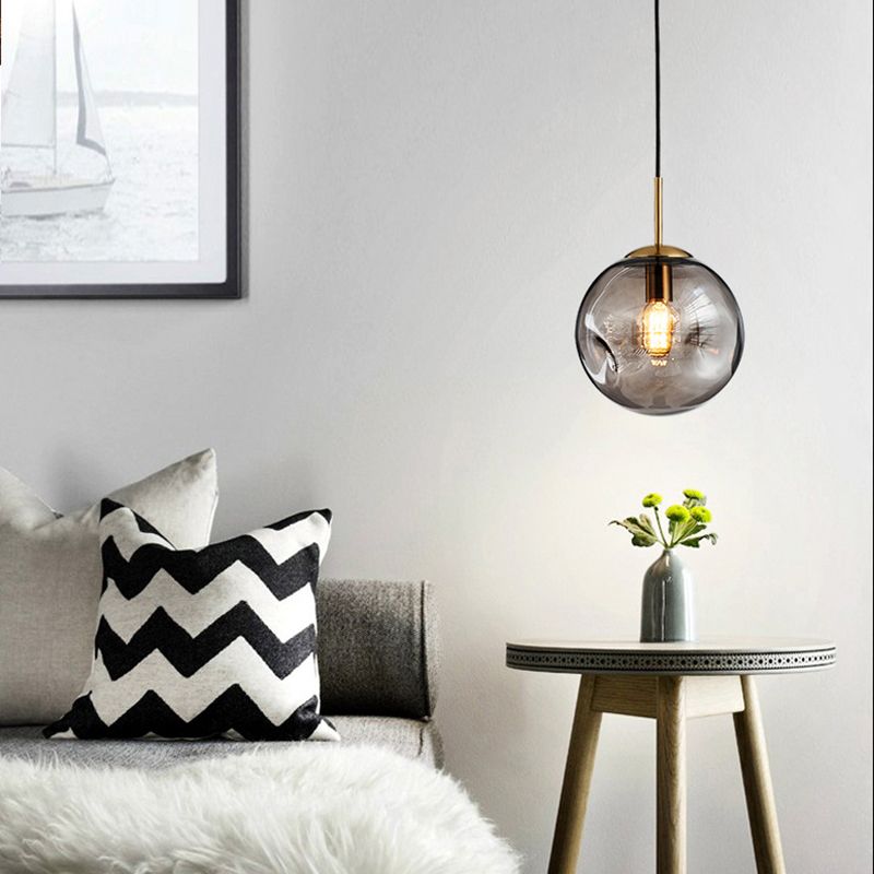 Creative Concave Design Globe Hanging Light 1-Light Nordic minimalisme Transparency Glass Suspension Lampe