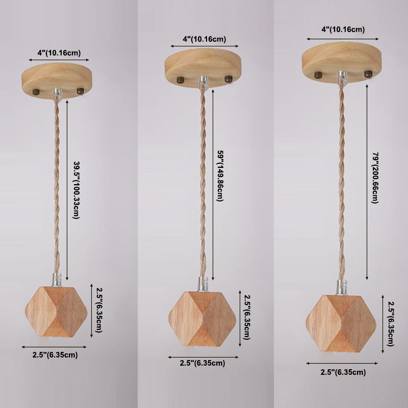 Offene Glühbirne hängende Licht nach unten Licht Holzhängung Licht für Wohnzimmer Schlafzimmer