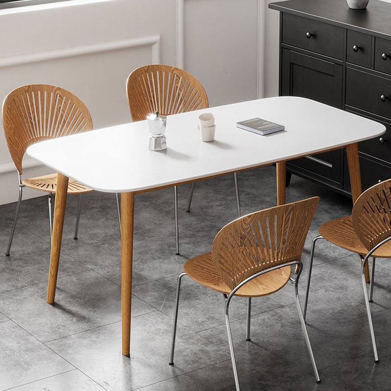 Modern Rectangle Table Sintered Stone Table with Wood Legs for Home