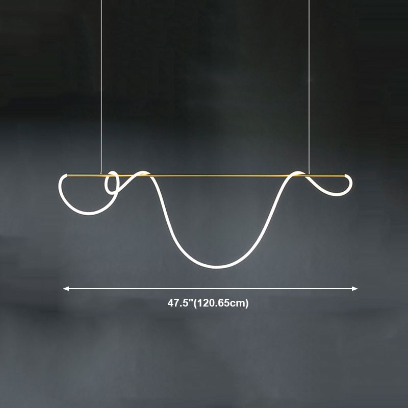 Linear Shape Island Light Modern 1 Light LED Hanging Light in Gold for Living Room