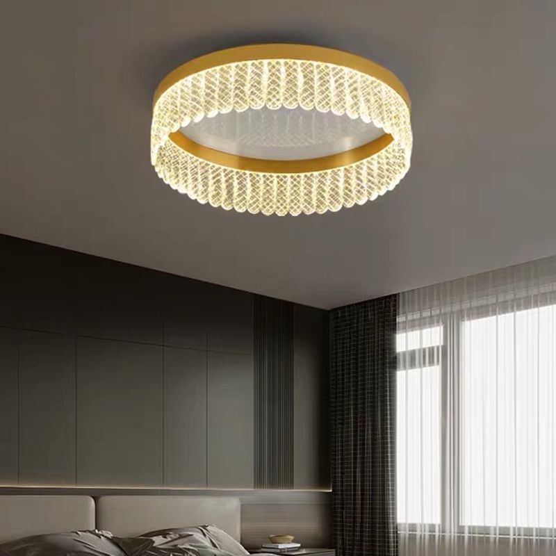 Prismatic Crystal Ring Shaped Flush-Mount Light Eenvoud Gold LED Plafond Fixture voor Slaapkamer