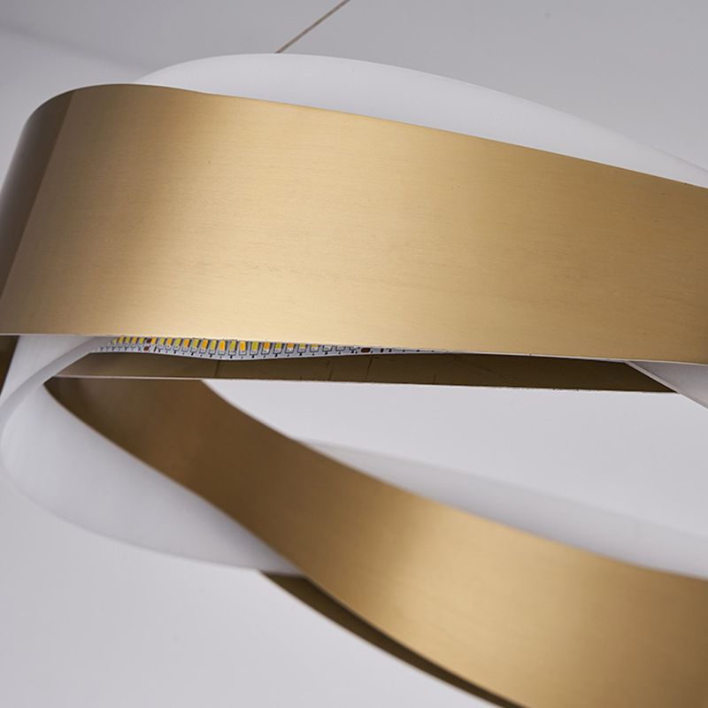 Suspension à 1 lumière Lumière Postmoderne Ring Forme des luminaires de lustre en métal en or