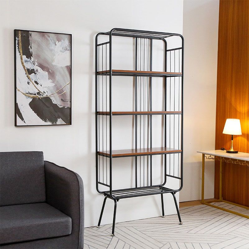 12" W Metal Frame Bookshelf Modern Black / Gold Open Storage Bookcase