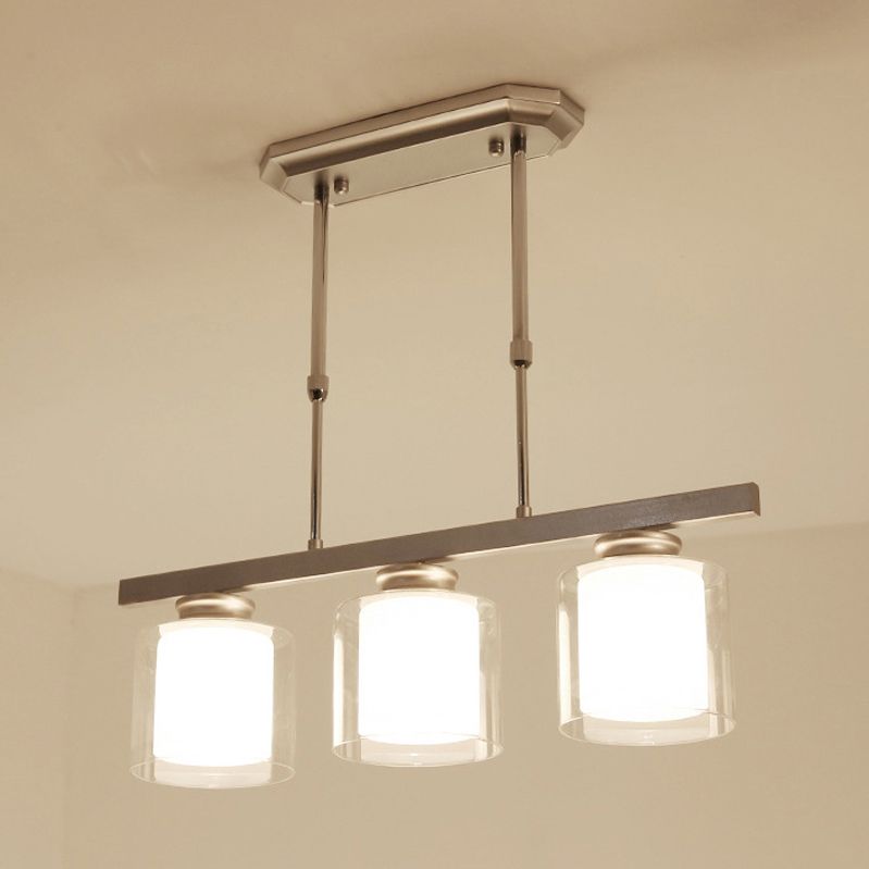 Glass Cylinder Island Pendant Lighting Modern Multiple-Light Island Light Fixtures
