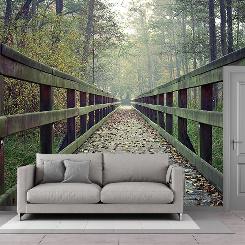 Wooden Bridge Environment Friendly Wall Mural Industrial Style Space Extension Wall Mural