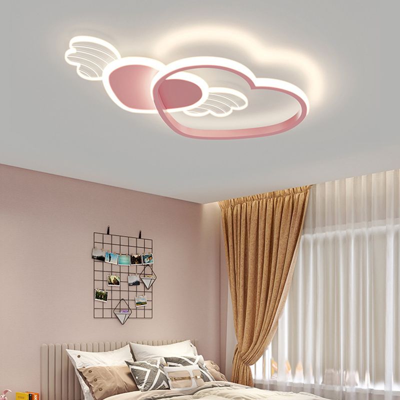 2-Light Pink Modern Flush Mount Lighting Acrylic Ceiling Light for Bedroom