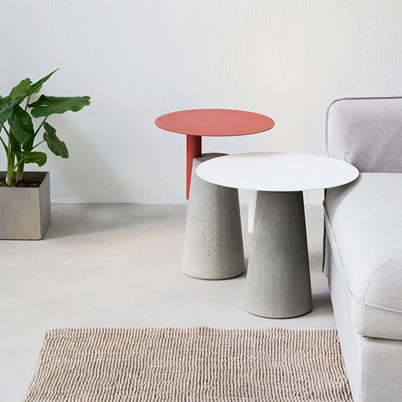 Scandinavian Living Room Metal End Table Concrete Pedestal Sofa Side Table