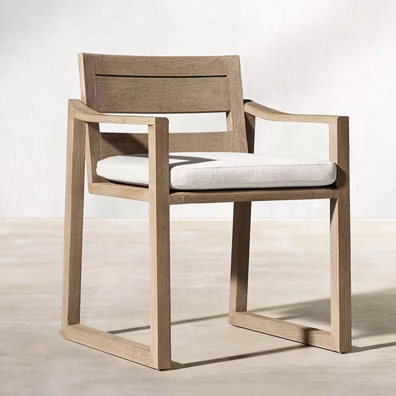 Modern Dining Side Chairs Solid Wood Natural RemovableUV Protective Finish Cushion