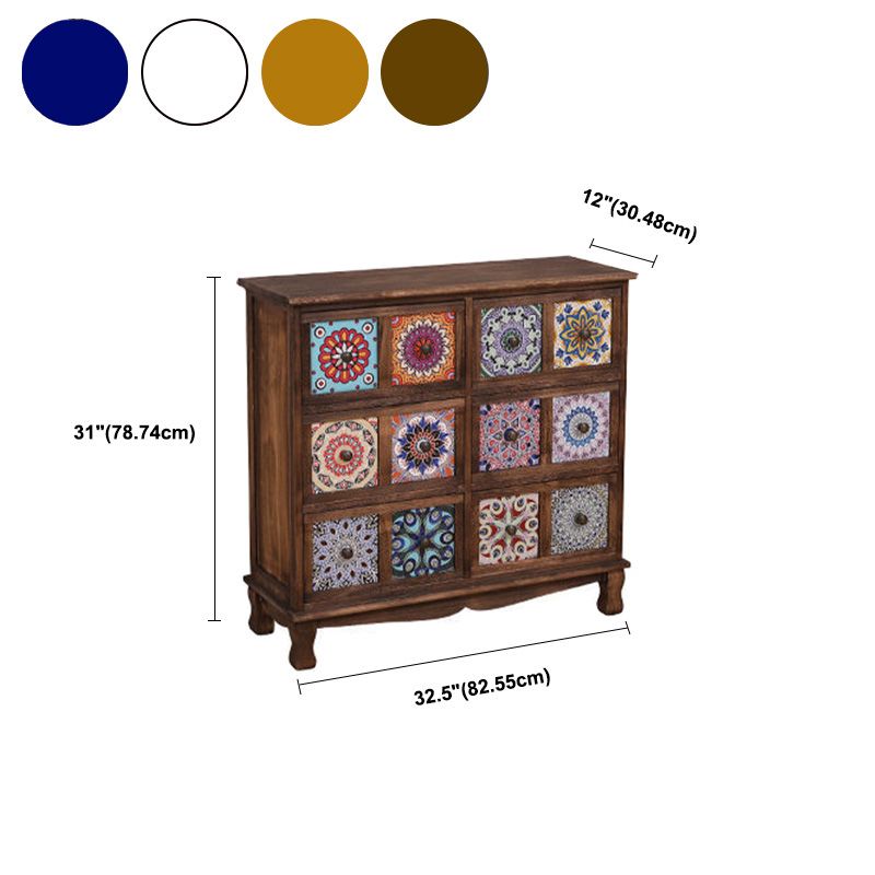 Brown Storage Chest Traditional Style Wooden Storage Chest Dresser with Drawers