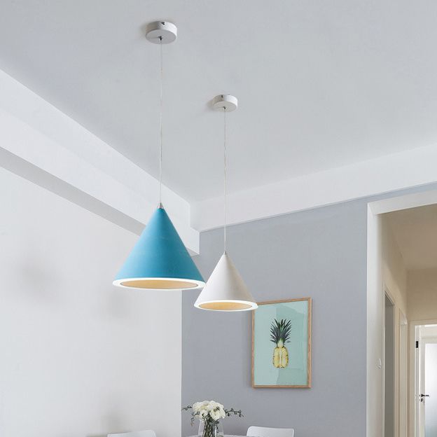 Contemporary Single Light Hanging Lamp Macron Metal Led Pendant Light for Study Room