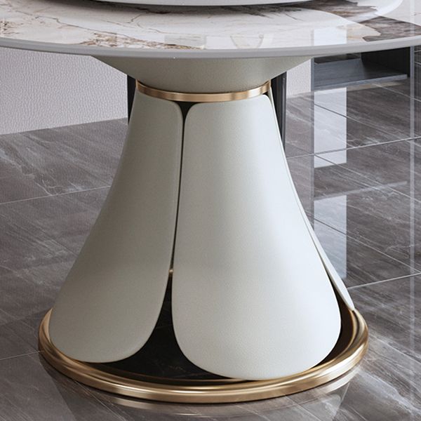 Tavolo da pranzo standard di forma rotonda di forma rotonda con grigio grigio con base di piedistallo