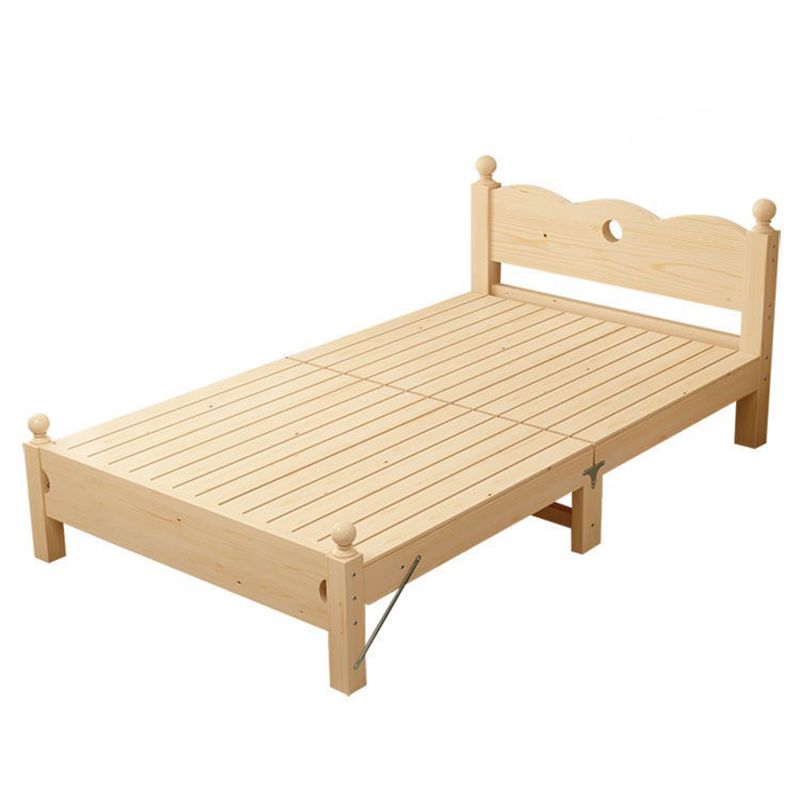 Scandinavian Wood Folding Bed Upholstered Bed Frame with Headboard