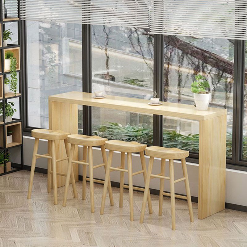 Industrial Natural Wood Bar Table Rectangle Top 41.34"H Indoor Bistro Table