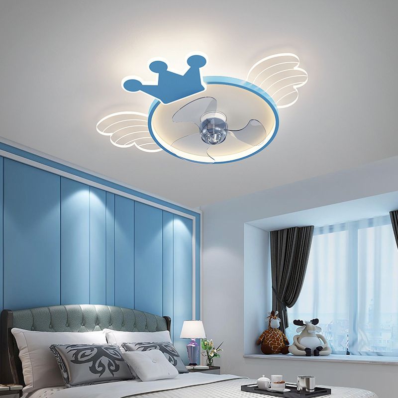 Acryllüfter Deckenleuchte und Kronen-Cartoon-LED-Halbflush-Mount-Licht für Babyzimmer