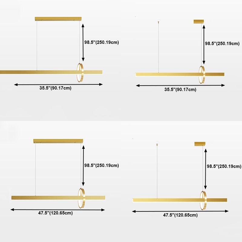 Lineare Form Island Lichter zeitgenössischer Stil Metal 2 Light Island Lighting