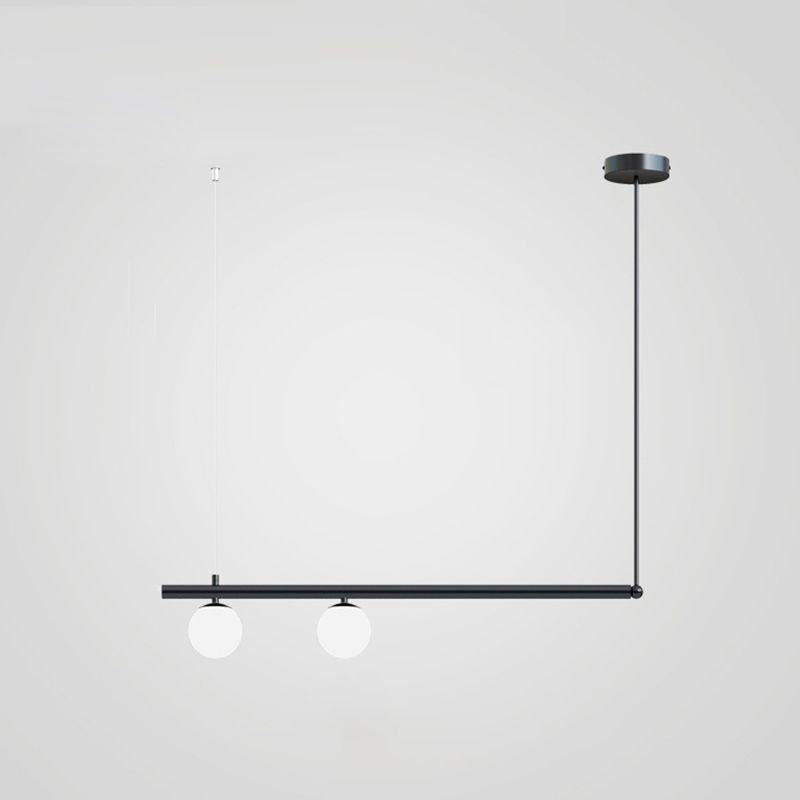 Globe Island Chandelier Lights Modern White Glass Pendant Lighting for Restaurant