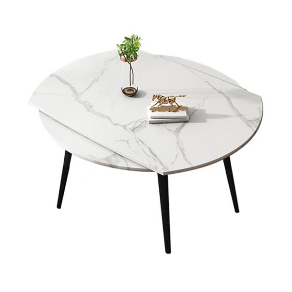 Round 4-foot Dining Site Table Simplicity Style Stone Drop-Leaf Dinette Table for Home