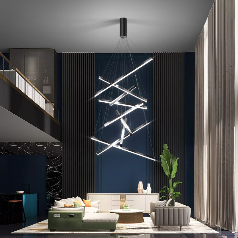 Modern Style Metal Hanging Light Fixtures Linear Multi Lights Suspension Light