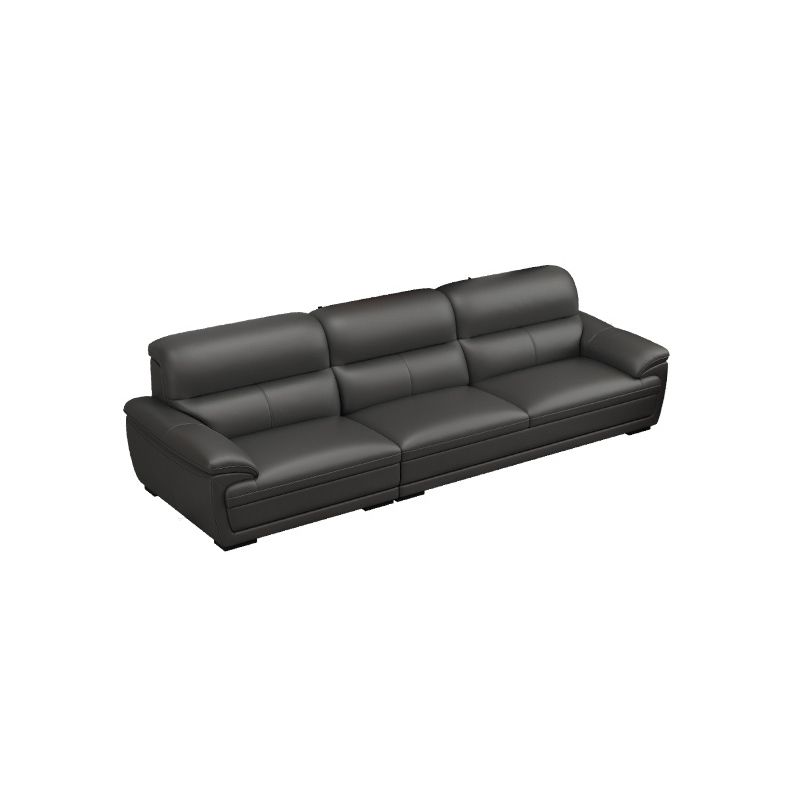 Leather Pillow Top Arm Sectional Sofa 36.22"High Cushion Back Sofa,Black