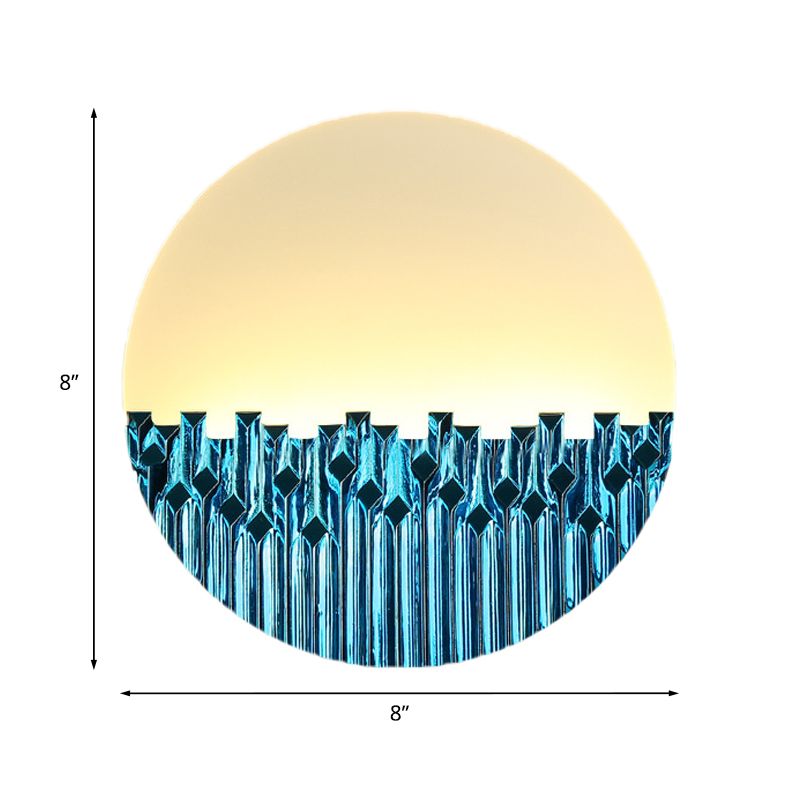 Corridor LED lampe murale chinoise Style bleu / argent surface métallique à motifs muraux à motifs avec une teinte acrylique ronde