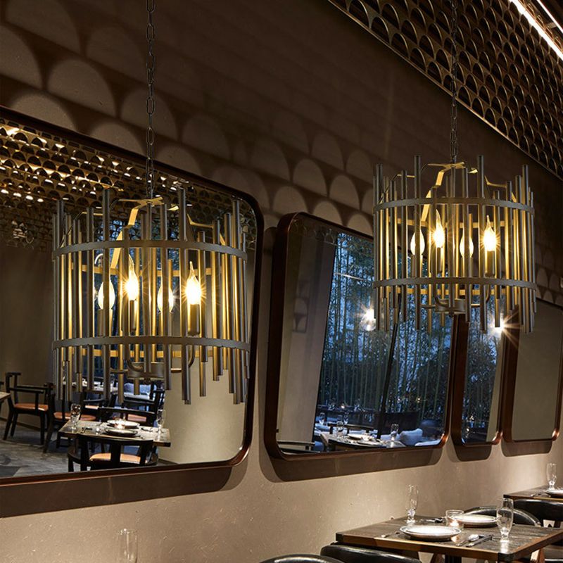 Lustre en cage noir en cage clair