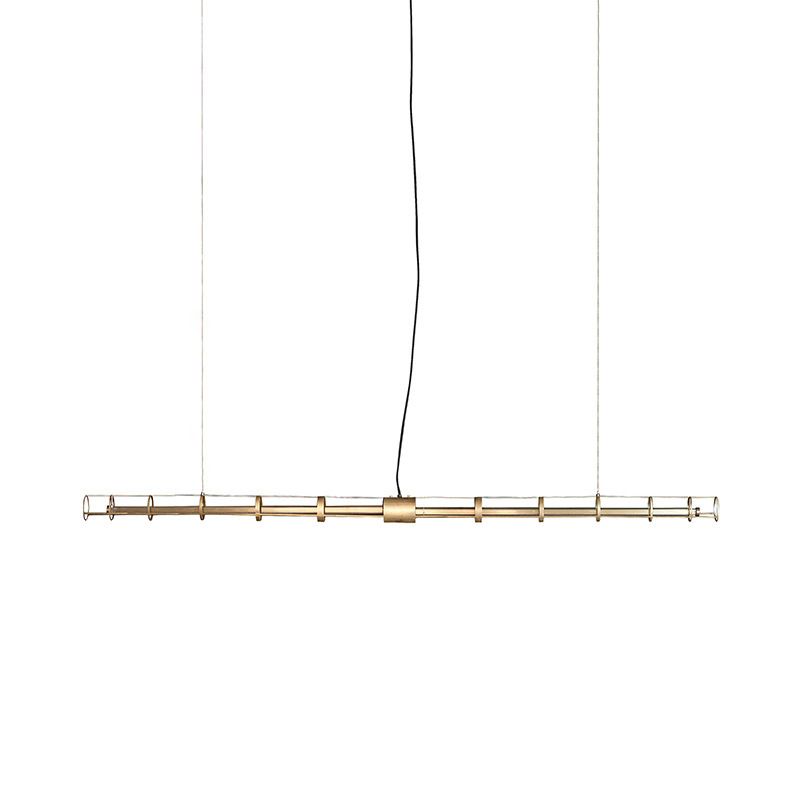 Modern Metal LED Pendant Light Linear Shape Island Lamp with Acrylic Shade for Living Room