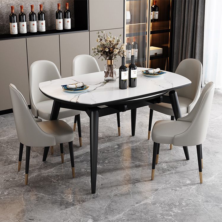 Sintered Stone Top Extendable Round Table for Restaurant Modern Dining Table with 4 Legs
