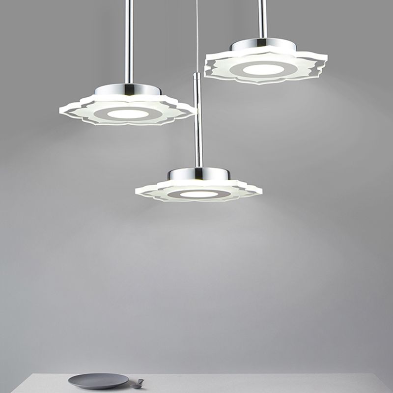 Modernism Flower Cluster Pendant Acrylic 3-Head LED Dinging Room Lamp in Warm/White/Natural Light with Linear/Round Canopy