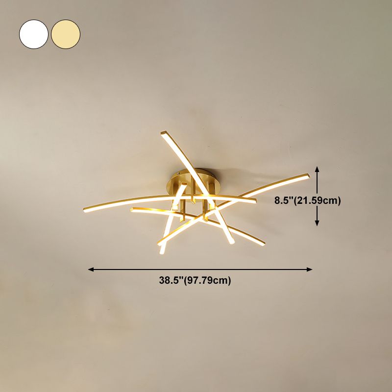 Lámpara de techo de forma lineal de estilo moderno Lámpara de techo múltiple de metal para el comedor