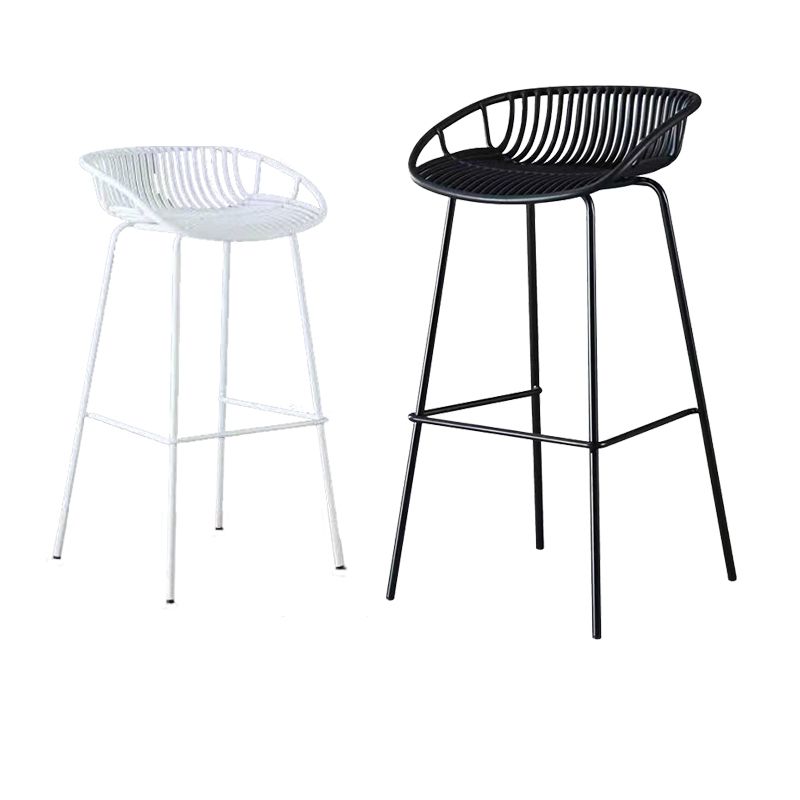 Industrial Metal Dining Stool Backless Bar Stool with Footrest
