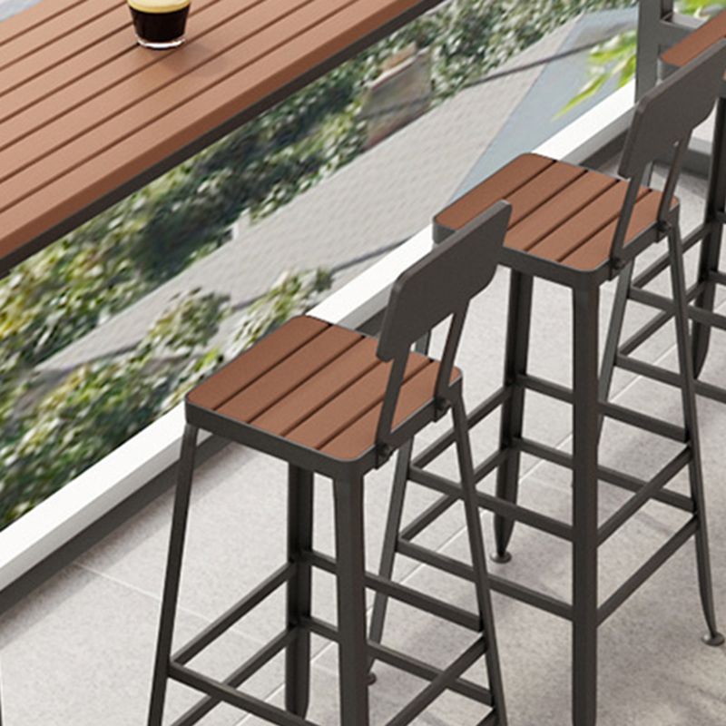 Contemporary Style Counter Stool Square Wood Bar Stool with Footrest