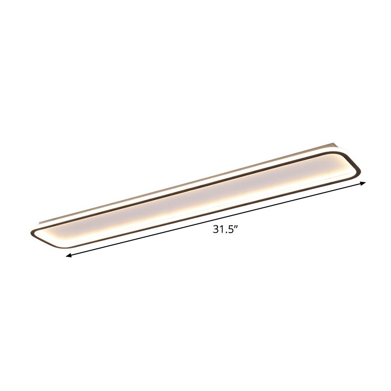 Lámpara de techo rectangular de acrílico, montaje empotrado LED negro minimalista en luz blanca/cálida, 16"/23,5"/31,5" de largo