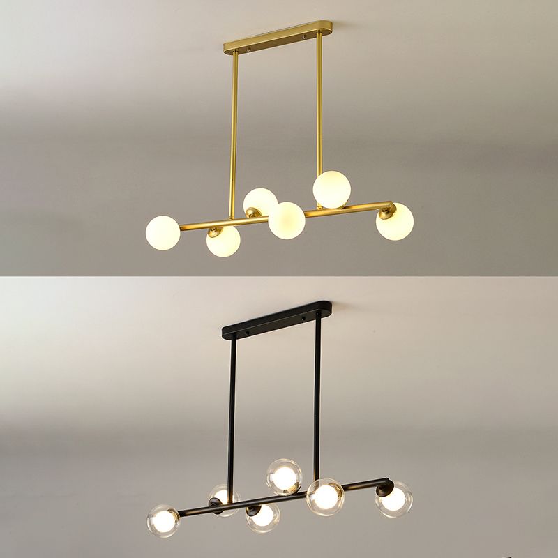 Modern Simple Dining Chandelier Light Round Glass Shade Pendant Light for Dining Room