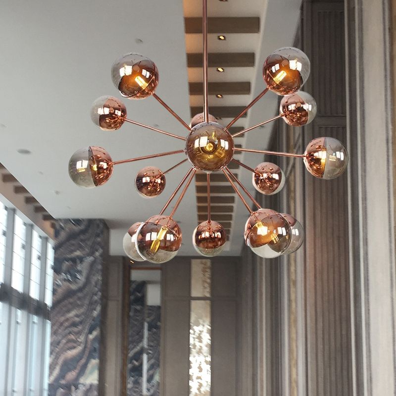Semi-encastré Globe pour salle à manger, verre blanc/transparent/gris fumée, 9/12/15 lumières, luminaire semi-encastré contemporain en cuivre/chrome/or