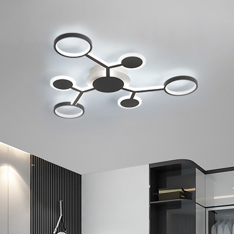 Modern Starburst Flush Lamp Acrylic 6/8/10 Lights Coffee Flush Mount Light in White/Warm Light