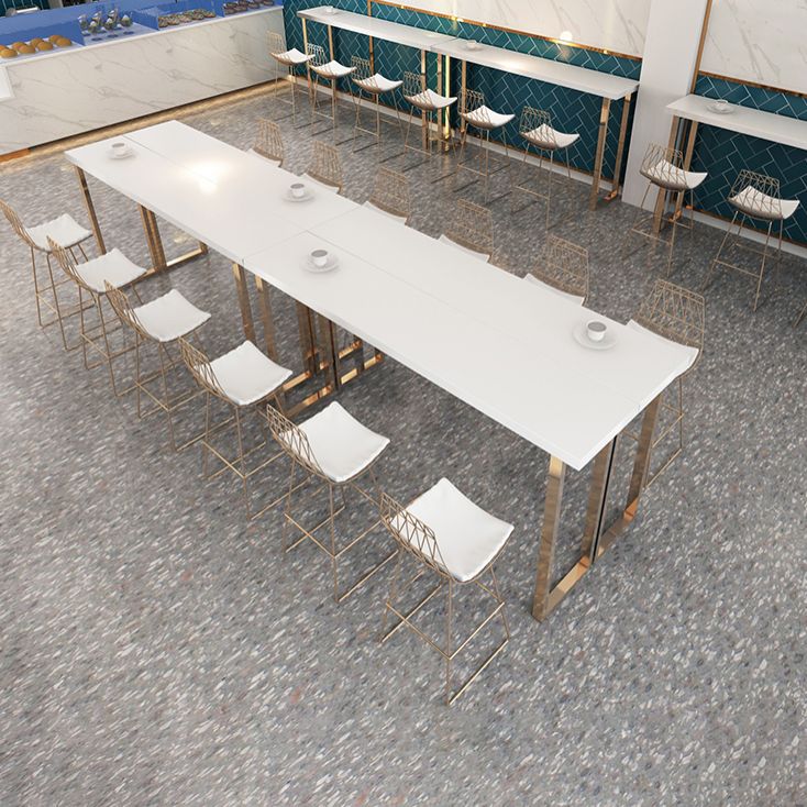 Glam Style Bar Table Set 1/7 Pieces Solid Wood Counter Table with Upholstered Stools