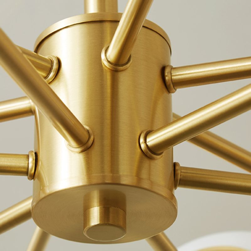 Modern Chandelier Light Fixtures Multi-Head Gold Hanging Pendant Lamps with Glass Shade