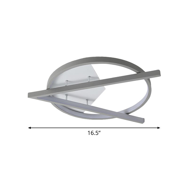 16.5"/20.5" W Hotel LED Flush Light Simplicity Grey Ceiling Mount Lamp with V-O Acrylic Frame, Warm/White Light