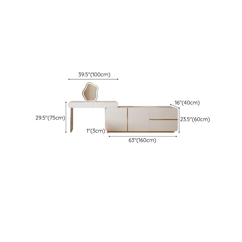 Scandinavian Solid Wood Vanity Dressing Table with Mirror and Stool for Bedroom