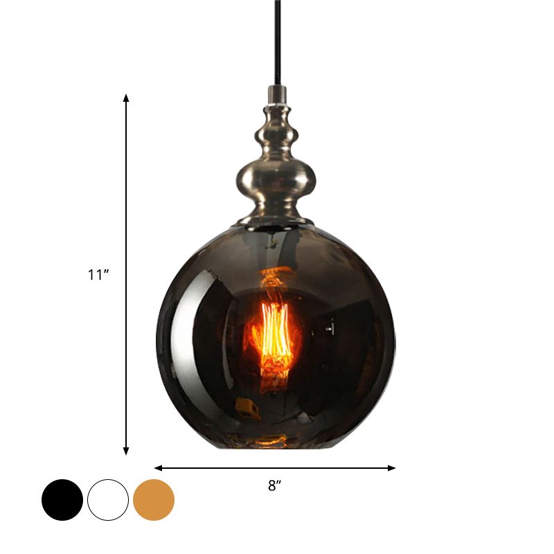 Bulbola lampadina a pendente rotondo Apparegola di illuminazione industriale grigio/trasparente/ambra spremuto in vetro appeso al soffitto
