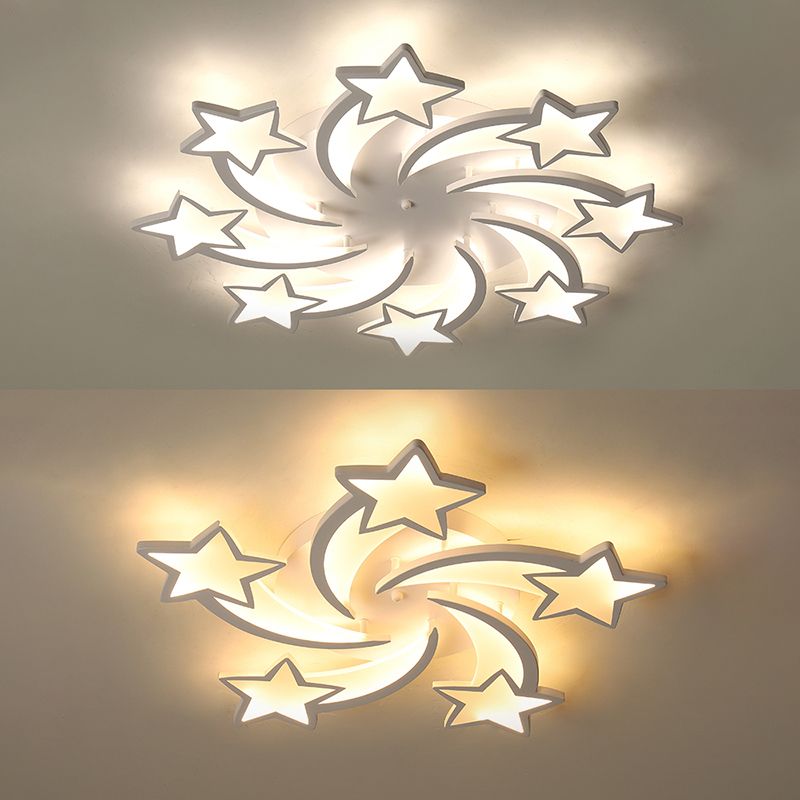 Meteor LED Flush Mount Ceiling Light Modern Acrylic White Flush Light Fixture for Living Room