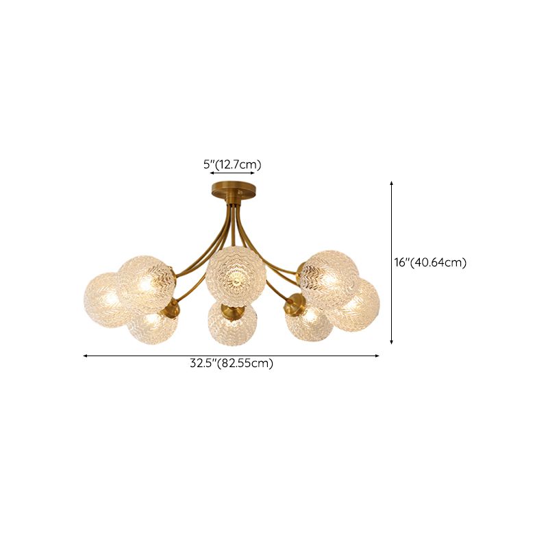 Ball Shape Glass Flush Light Modern Style 6/8 Lights Flush Mount Ceiling Lights in Brass