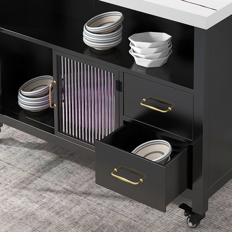 Modern Simple Dining Island Table Marble Prep Table with Drawer