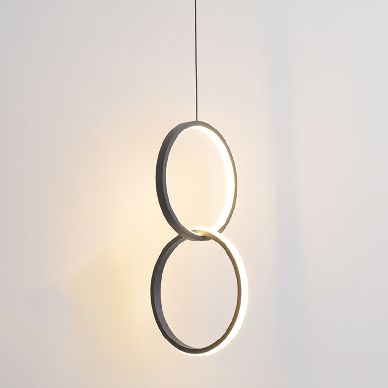 LED Slaapkamer Down Lighting Pendant Noordse stijl hanglampje plafondlicht met ringen metalen schaduw