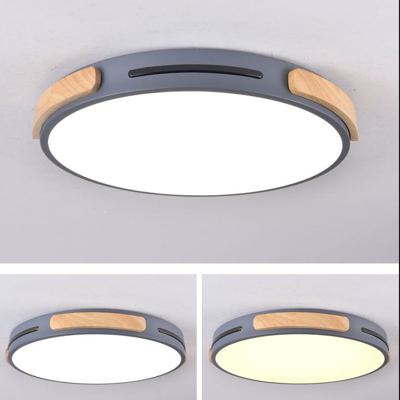 Ronde slaapkamer inbouw plafondlamp Metaal LED Nordic inbouwlamp met houtdecoratie