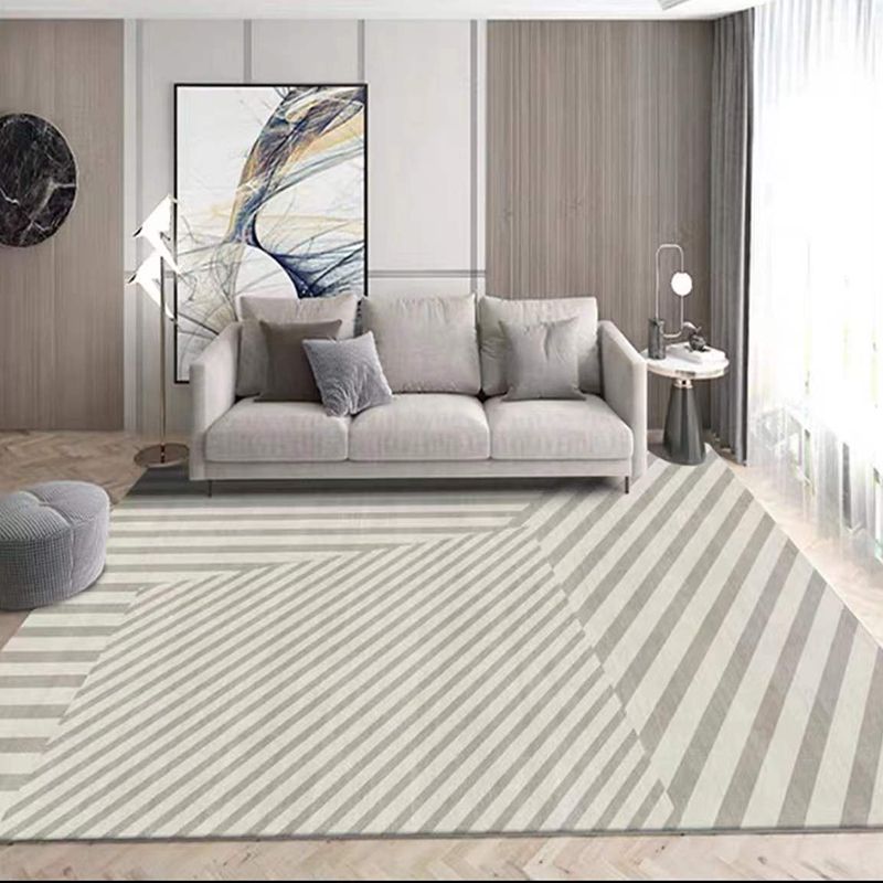 Modern Geometric Print Rug Apricot Polyester Area Carpet Non-Slip Backing Rug for Drawing Room