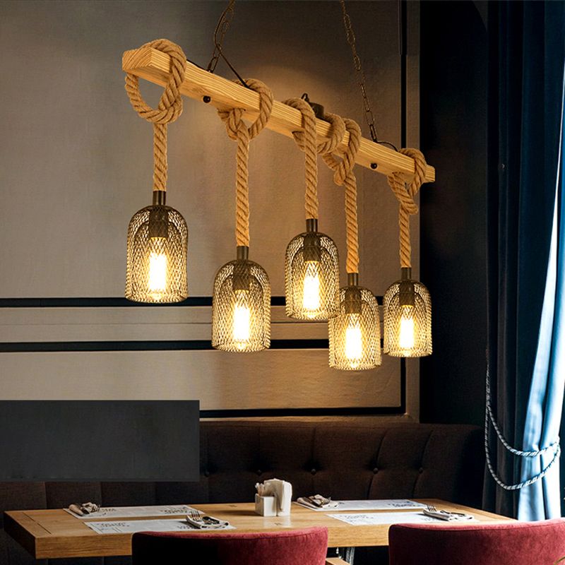 Luces de araña de la isla de cilindro accesorios de iluminación de araña de cuerda industrial para mesa de comedor