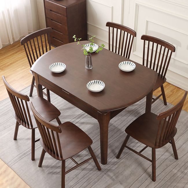 Contemporary Round Extendable Dining Table Solid Wood Standard Dining Table for Kitchen